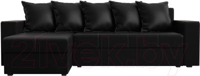 Диван угловой Лига Диванов Дубай лайт левый (экокожа черный)