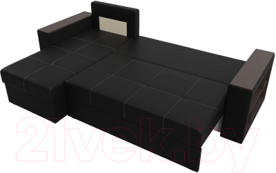 Диван угловой Лига Диванов Дубай лайт левый (экокожа черный)