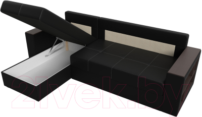 Диван угловой Лига Диванов Дубай лайт левый (экокожа черный)