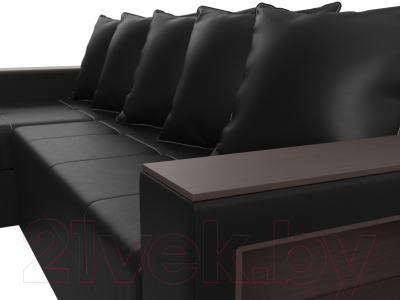 Диван угловой Лига Диванов Дубай лайт левый (экокожа черный)