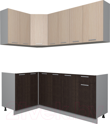 Кухонный гарнитур Интерлиния Мила Лайт 1.2x1.9 без столешницы (дуб молочный/дуб венге) - фото