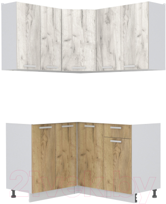 Кухонный гарнитур Интерлиния Мила Лайт 1.2x1.4 без столешницы - фото