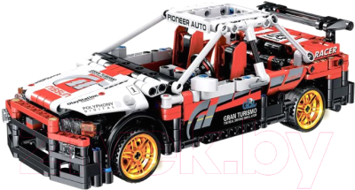 Конструктор инерционный Bondibon Гоночная машина / ВВ5682 (591эл, белый/красный) - фото