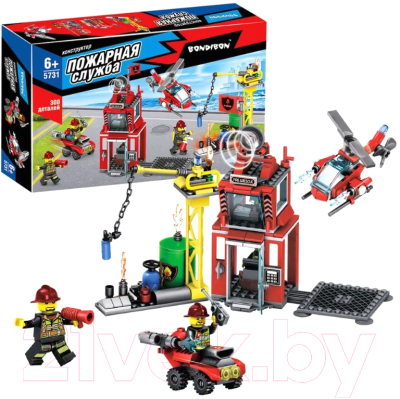 Конструктор Bondibon Пожарная Служба Пожарная команда / ВВ5731 (300эл) - фото