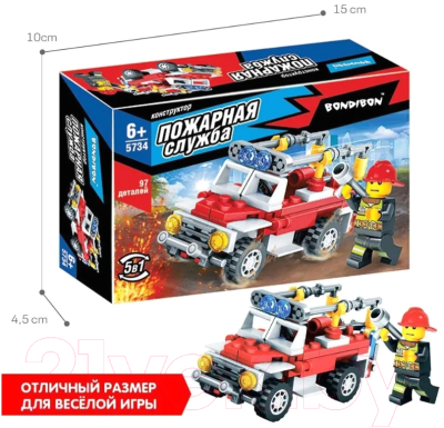 Конструктор Bondibon Пожарная служба Пожарная машина / ВВ5734 (97эл)