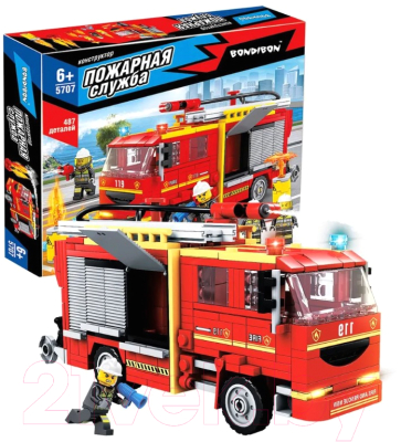 Конструктор Bondibon Пожарная Служба Пожарная машина / ВВ5707 (487эл) - фото