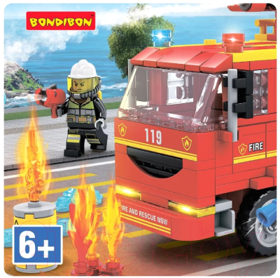 Конструктор Bondibon Пожарная Служба Пожарная машина / ВВ5707 (487эл)