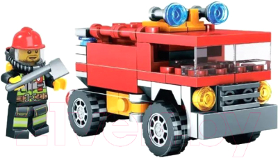 Конструктор Bondibon Пожарная Служба. Пожарная машина / ВВ5732 (100эл) - фото