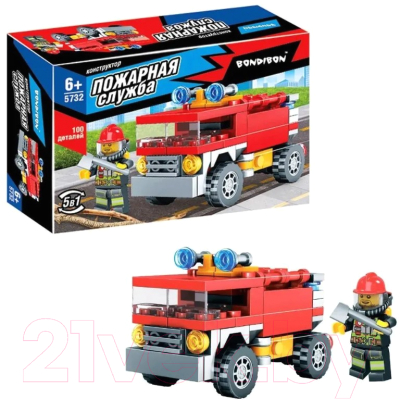 Конструктор Bondibon Пожарная Служба. Пожарная машина / ВВ5732 (100эл)