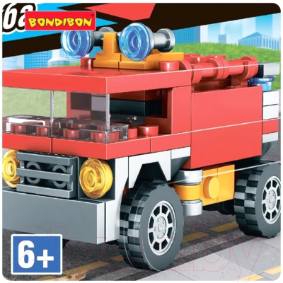 Конструктор Bondibon Пожарная Служба. Пожарная машина / ВВ5732 (100эл)