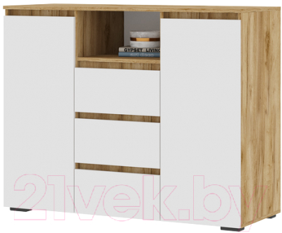 Тумба Стендмебель Хелен КМ 01 1202 (белый/дуб крафт золотой) - фото