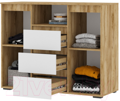 Тумба Стендмебель Хелен КМ 01 1202 (белый/дуб крафт золотой)