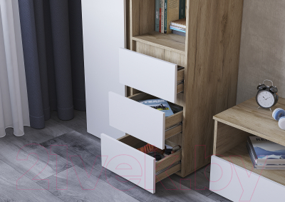 Тумба Стендмебель Хелен КМ 01 1202 (белый/дуб крафт золотой)