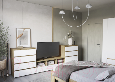 Тумба Стендмебель Хелен КМ 01 1202 (белый/дуб крафт золотой)