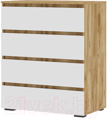 Комод Стендмебель Хелен КМ 02 802 4 ящика (белый/дуб крафт золотой) - фото