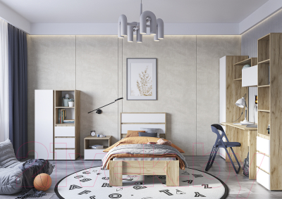 Комод Стендмебель Хелен КМ 03 502 5 ящиков (белый/дуб крафт золотой)