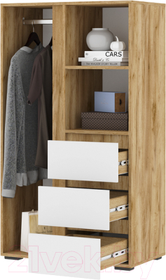 Шкаф Стендмебель Хелен ШК 03 (белый/дуб крафт золотой)