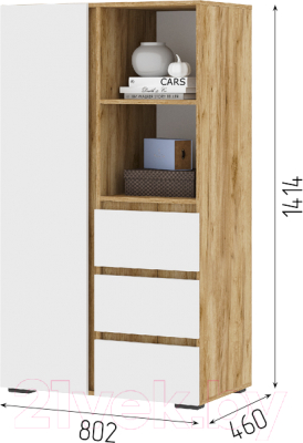 Шкаф Стендмебель Хелен ШК 03 (белый/дуб крафт золотой)