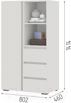 Шкаф Стендмебель Хелен ШК 03 (белый/белый)