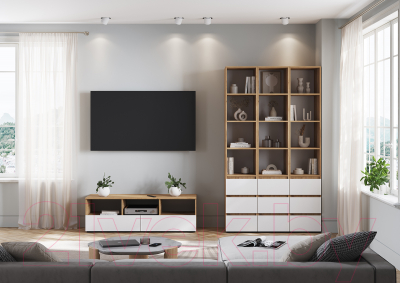 Тумба Стендмебель Хелен ТВ ТБ 02 (белый/дуб крафт золотой)