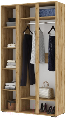 Шкаф Стендмебель Хелен ШК 02 3-х створчатый с зеркалом (белый/дуб крафт золотой)