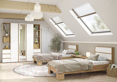 Шкаф Стендмебель Хелен ШК 02 3-х створчатый с зеркалом (белый/дуб крафт золотой)