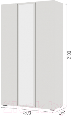 Шкаф Стендмебель Хелен ШК 02 3-х створчатый с зеркалом (белый/белый)