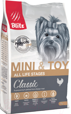Сухой корм для собак Blitz Pets Classic Adult Mini&Toy / 4158 (7кг) - фото