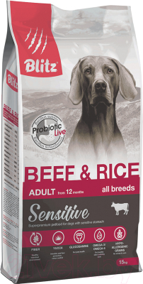 Сухой корм для собак Blitz Pets Sensitive Adult Beef & Rice / 4210 - фото