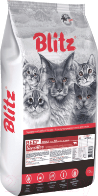 Сухой корм для кошек Blitz Pets Sensitive Adult Cats Beef / 4409 - фото