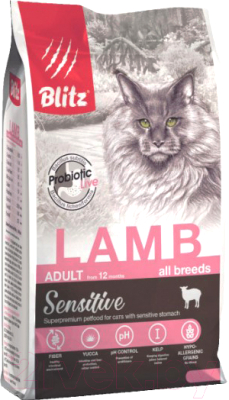 Сухой корм для кошек Blitz Pets Sensitive Adult Cats Lamb / 4406 - фото