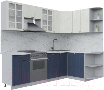 Кухонный гарнитур Интерлиния Берес 1.5x2.5 правая (дуб снежный/дуб королевский/серый каспий) - фото