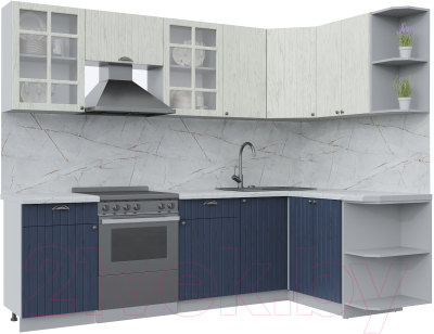 Кухонный гарнитур Интерлиния Берес 1.5x2.6 правая (дуб снежный/дуб королевский/серый каспий) - фото