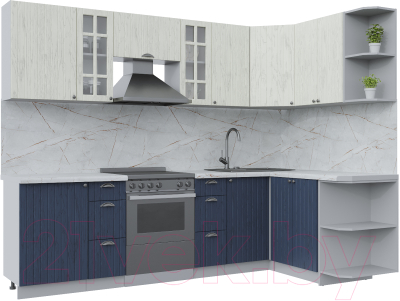 Кухонный гарнитур Интерлиния Берес 1.5x2.7 правая (дуб снежный/дуб королевский/серый каспий) - фото