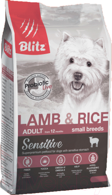 Сухой корм для собак Blitz Pets Sensitive Adult Small Breeds Lamb & Rice / 4205 (0.5кг) - фото