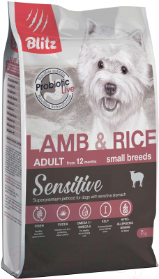 Сухой корм для собак Blitz Pets Sensitive Adult Small Breeds Lamb & Rice / 4207 - фото