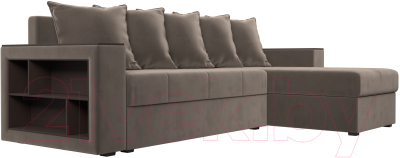 Диван угловой Лига Диванов Дубай лайт правый / 114148 (велюр коричневый)