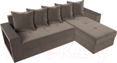 Диван угловой Лига Диванов Дубай лайт правый / 114148 (велюр коричневый)