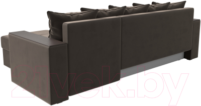 Диван угловой Лига Диванов Дубай лайт правый / 114148 (велюр коричневый)