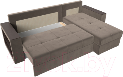 Диван угловой Лига Диванов Дубай лайт правый / 114148 (велюр коричневый)