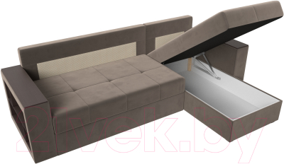 Диван угловой Лига Диванов Дубай лайт правый / 114148 (велюр коричневый)