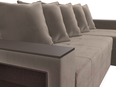 Диван угловой Лига Диванов Дубай лайт правый / 114148 (велюр коричневый)