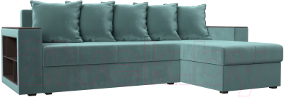 Диван угловой Лига Диванов Дубай лайт правый / 114149 (велюр бирюзовый) - фото