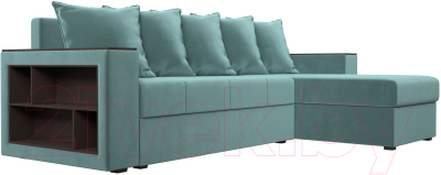 Диван угловой Лига Диванов Дубай лайт правый / 114149 (велюр бирюзовый)