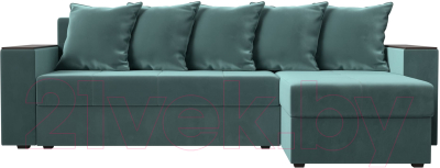 Диван угловой Лига Диванов Дубай лайт правый / 114149 (велюр бирюзовый)