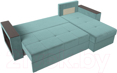 Диван угловой Лига Диванов Дубай лайт правый / 114149 (велюр бирюзовый)