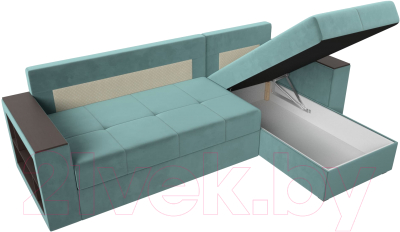 Диван угловой Лига Диванов Дубай лайт правый / 114149 (велюр бирюзовый)