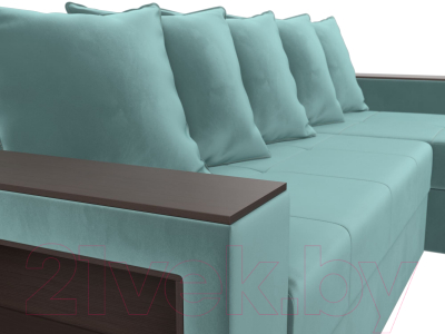 Диван угловой Лига Диванов Дубай лайт правый / 114149 (велюр бирюзовый)