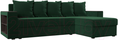 Диван угловой Лига Диванов Дубай лайт правый / 114150 (велюр зеленый) - фото