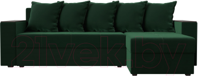 Диван угловой Лига Диванов Дубай лайт правый / 114150 (велюр зеленый)